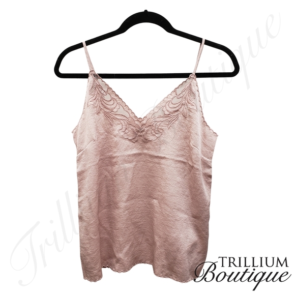 Express Tops - EXPRESS Women's Satin Lace Inset Downtown Cami Truffle Pink XS Spring Pastel